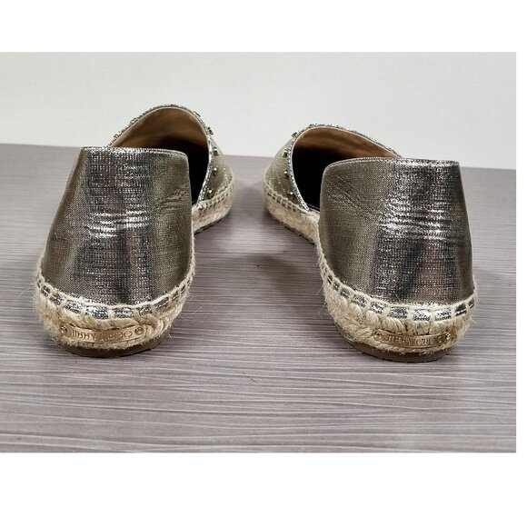 Jimmy Choo Dreya Studded d'Orsay Espadrille Flat, Gold, Womens Size 6.5 / 36.5 - Picture 4 of 11